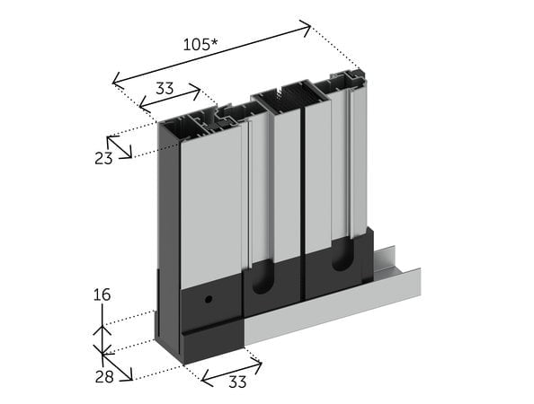 Capac inferior, profil terminal și mânere (măsură pentru modelul cu dimensiuni minime)